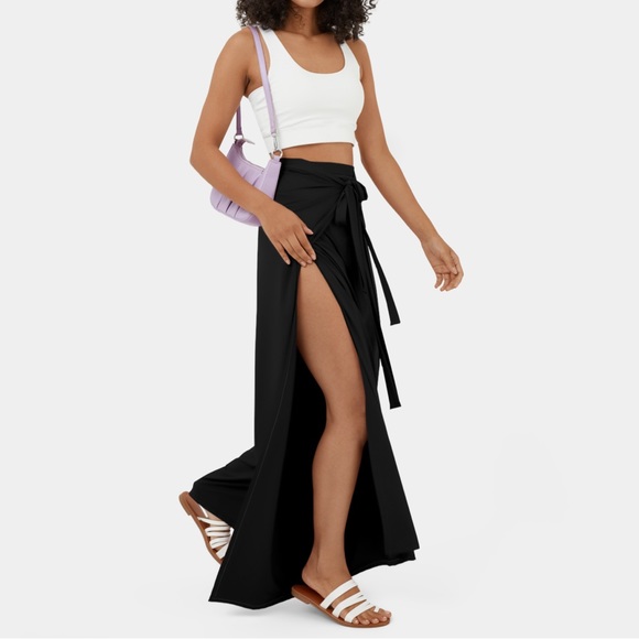 HALARA High Waisted Tie Waist Split Hem Palazzo Flowy Pants - Picture 3 of 8